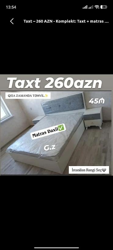 istikbal matras: Taxt – Komplekt: taxt + matras - Qiymət: 260 AZN (şəkildə göstərilib) — 1