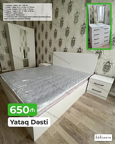 matras sumqayit: Yataq Dəsti – 650₼ Komplektə daxildir: - Çarpayı: 1 ədəd, 160 × 200 — 1