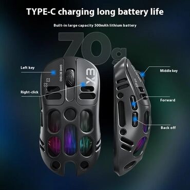 Mauslar: T-WOLF X3 Gaming mouse ●sensor: Paw 3311 ●Qoşulma: Type-C, 2.4G -da lalafo.az — 7 Mauslar: T-WOLF X3 Gaming mouse ●sensor: Paw 3311 ●Qoşulma: Type-C, 2.4G — 7