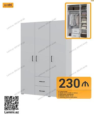 Ev və bağ: 3 qapılı paltar dolabı - Ölçülər: D 47 × H 200 × U 120 sm - Rəng — 1