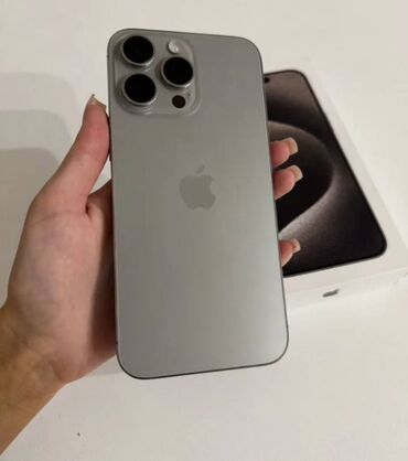 Apple iPhone: IPhone 15 Pro Max, Б/у, 256 ГБ, Natural Titanium, Кабель, Коробка