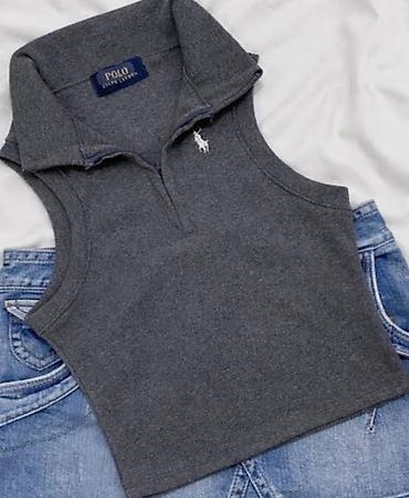 Kişi geyimləri: Ralph Lauren Polo Jeans Co. qadın topu - Model: qolsuz, qısa (crop) — 1