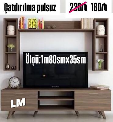 tv stend alcıpan: TV stendi və asma rəf dəsti - Ölçü: 1 m 80 sm x 35 sm - Material — 1