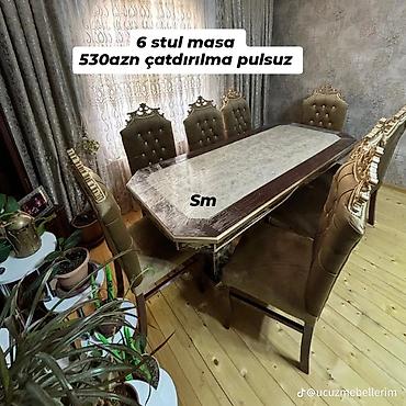 reception masasi: Qonaq otağı üçün, Yeni, Açılmayan, Dördbucaq masa, 6 stul — 2