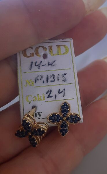 Sırğa, Sarı qızıl, 585 Əyar, 24 g, Ünvandan götürmə