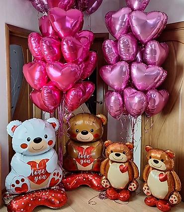 Шары: Воздушные шары «Сердца» — готовые композиции для романтического декора — 5