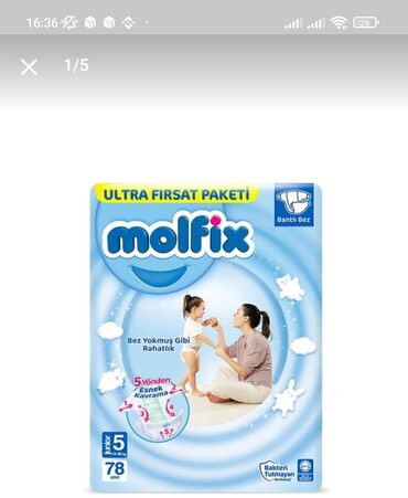 dory baby pampers: 79 ədəd Molfix Pampersi cəmi 22 manat