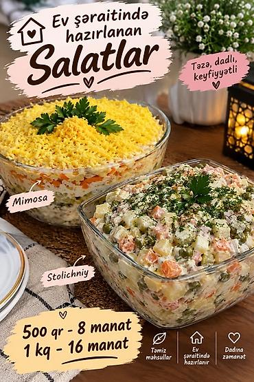 kalkulyator qiymeti: Ev şəraitində hazırlanan salatlar - Tərkib: təzə və təmiz məhsullarla — 1