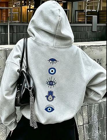 bas: Unisex kapüşonlu sweatşört – “Nazar” printli - Arxa hissədə mavi — 2