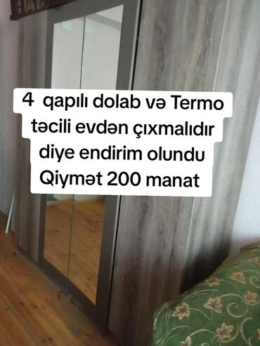 işlenmiş şkaf: İşlənmiş, 4 qapılı Düz dolab, Dolab-asılqan