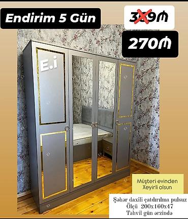 ikinci əl dəhliz dolabı: 4 qapılı dolab yep yeni 270 AZN rəng seçimi var çatdırılma var — 1