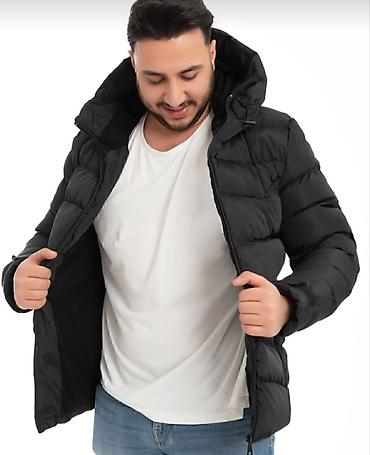 koja pencek: Kişi üçün qara qış parka-kurtka - Rəng: qara, mat teksturalı - Kəsim — 4