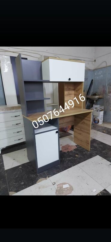 Sifarişlə yazı masaları: Düz masa, Stulsuz, Polkalı, Siyirməli, Azərbaycan, Mat laminat — 3