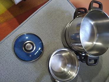 cotex posteljine: Set inox posuđa 18/10 – lonci i šerpe sa poklopcem korisceni par puta — 1