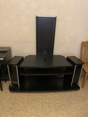 телевизор подставку: Телевизордун шкаф жана стенди, Полго орнотулма, ЛДСП, түсү - Кара