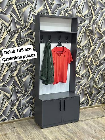 Qarderob asılqanlı dolab - Rəng: tünd boz (gövdə) + açıq arxa panel - lalafo.az -da Qarderob asılqanlı dolab - Rəng: tünd boz (gövdə) + açıq arxa panel -