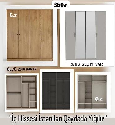 Ev üçün mebel: Üç qapılı geyim dolabı - Ölçü: 200×160×47 sm - Rəng seçimi var - — 1