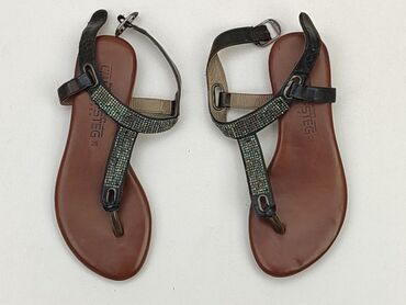 czarne skorzane sandały: Sandałki 36, Używany