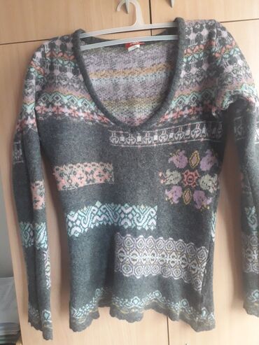džemper haljina: M (EU 38), Vuna, Na kopčanje, Cvetni