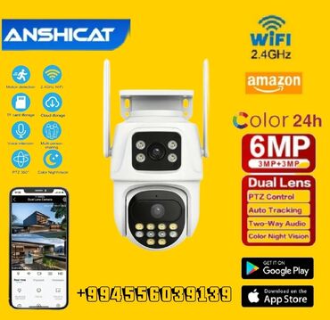 filtirli su: Wifi Camera 8MP Ultra HD İki Linzalı, Tam Rəngli Gecə Görüşü, PTZ, Su