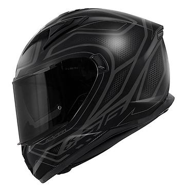 visina auta: Integralna moto kaciga – crno/siva, mat završna obrada sa grafičkim — 1
