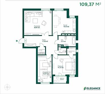 12: 3 комнаты, 110 м², С мебелью полностью — 4