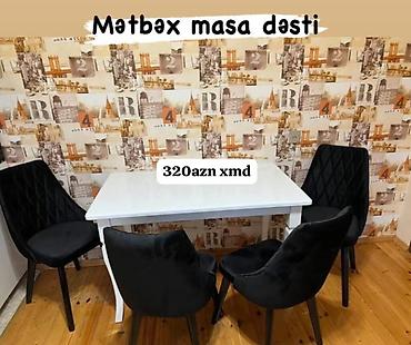 kreditle stul: Mətbəx masa dəsti - Dəst: 1 ədəd düzbucaqlı masa + 4 ədəd stul - — 1