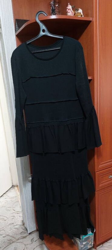 вечерние платья черные длинные: Кече көйнөгү, Узун модель, Жеңдери менен, L (EU 40)