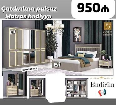 qoşa çarpayı: Yataq otağı dəsti – Gold Mobilya Qiymət: 950₼ Çatdırılma pulsuz — 1