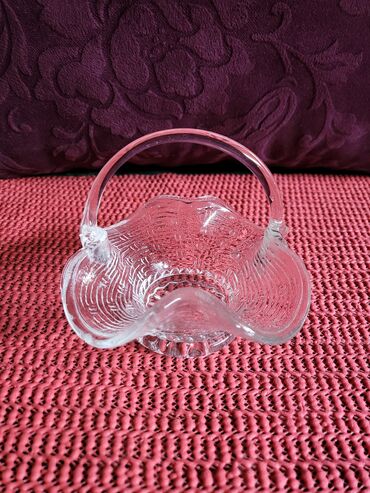 Ostali kućni dekor: Korpica nova vintaz,duvano staklo. Nova korpica na korpi u staklu — 6