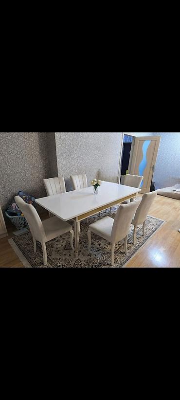 Qonaq otağı üçün, İşlənmiş, Dördbucaq masa, 6 stul