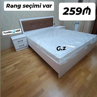 levent mebel: Müasir dizaynlı iki nəfərlik çarpayı dəsti. - Material: ağ rəngli — 1