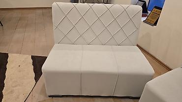 kafe stulları: Ağ rəngli iki nəfərlik divan oturacaq - Minimalist dizayn, almaz — 4