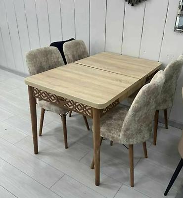 yumru taxt: Mətbəx üçün, Yeni, Açılan, Dördbucaq masa, 4 stul — 3
