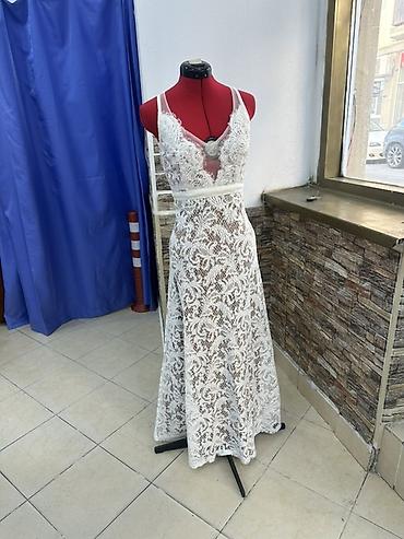 Şəxsi əşyalar: Ağ rəngli zərif krujeva ziyafət/gelinlik paltarı - Model: nazik — 1
