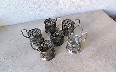 Подстаканники мельхиор, скань (филигрань). СССР. один подстаканник