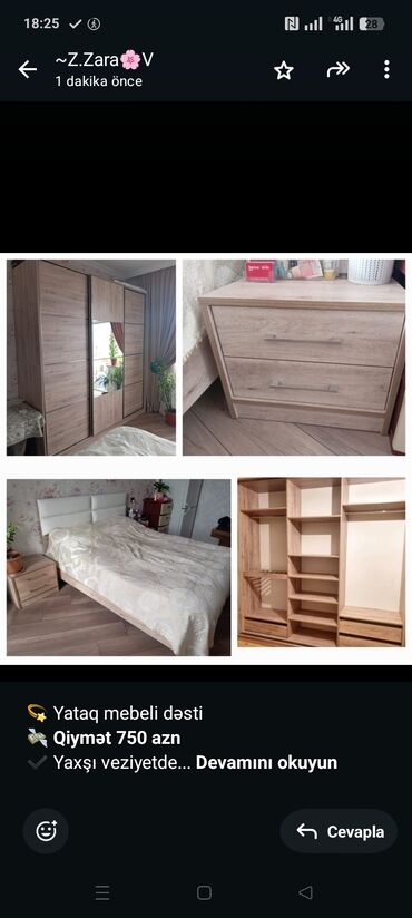 шикарная кровать: 💫 Yataq mebeli dəsti 💸 *Qiymət 750 azn* ✔️ Yaxşı veziyetde ✔️ Matras