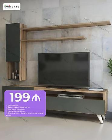 TV altlığı və divar rəfləri dəsti - Ölçülər: Dərinlik 40 sm ×