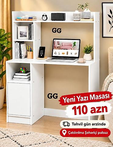 velosiped masa: Yeni yazı masası – funksional və estetik dizayn. - Rəng: ağ - Üst — 1