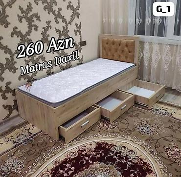 stol gence: Tək nəfərlik çarpayı, döşək daxil. Model açıq taxta rəngində korpus və — 1