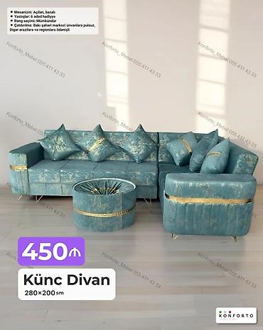 Ev üçün mebel: Künc divan – 280×200 sm Xüsusiyyətlər: - Mexanizm: açılan, bazalı - — 1
