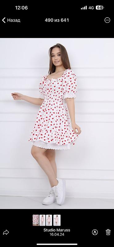 Повседневные платья: Шикарная платье на лето 
Ткань хб🧶
Размер?48
Цена🔥550сом — 4