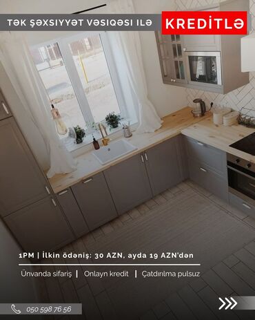 Sifarişlə mətbəx mebeli: Sifarişlə mətbəx dəsti, Özü çəkən petlələr, Sadə laminat, Kredit var, Pulsuz çatdırılma — 11