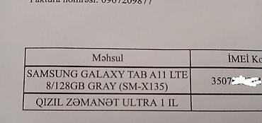 samsung 2011: Samsung Galaxy Tab A11. Simkart və SD-kard dəstəkləyir.wi-fi və 4G — 7