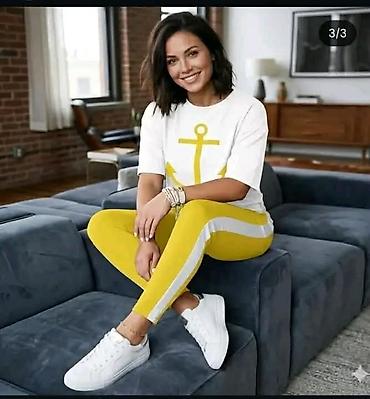 burberry papuce: Ženski dvodelni set – majica i trenerka, mornarski stil - Gornji deo — 6