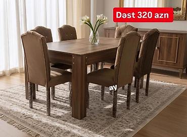 masa ders: *Masa desti 320 AZN* 🔹 Laminat masa olcu 90×160 🔹 6 ədəd stul 🔹 Rəng — 1