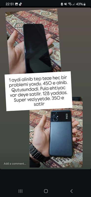 aplle 6: Poco M5, 128 GB, rəng - Göy, Barmaq izi, Zəmanət