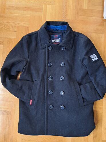 super mario majice: Coat, XL (EU 54), color - Black, Wool