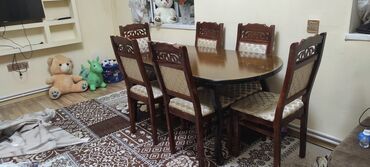 столы стулья: Для кухни, Для гостиной, Б/у, Раскладной, Прямоугольный стол, 6 стульев