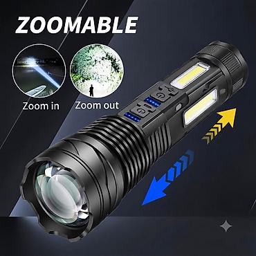Digər işıqlandırma: Taktiki Zoom Fənər – USB-dən doldurulan, çoxfunksiyalı LED — 4